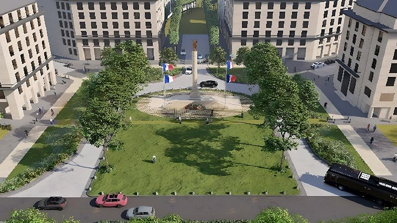 Sécurisation et embellissement du monument place Foch dans le cadre des travaux de végétalisation de la place Maréchal Foch